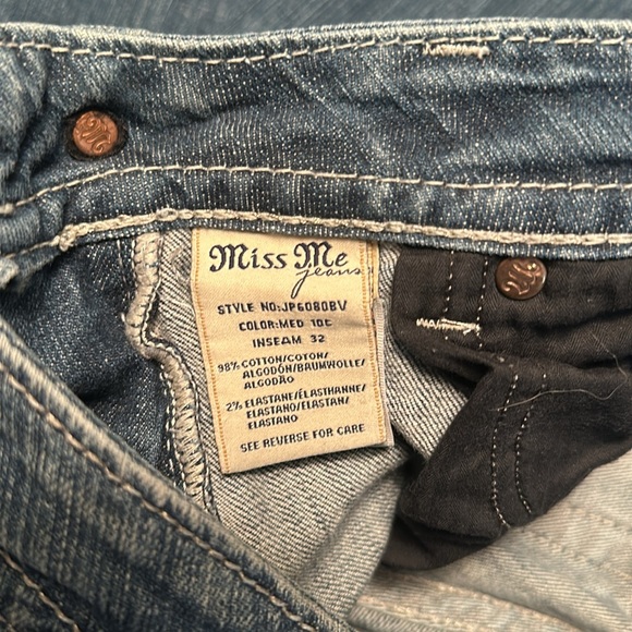 Miss Me Jeans Size 26 Bootcut Jeans JP6080B Embellished Rose - Picture 5 of 6